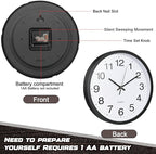 Inbagi 8 Pcs Wall Clock Bulk Large Silent Battery Operated Classroom Clocks Quartz Analog Non Ticking Wall Clocks Round for Office School Kitchen Classroom Home Bedroom Decorative(Black,12 Inch)