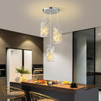 Chrome Pendant Lighting Modern Pendant Light, Mini Crystal Chandeliers,Adjustable Pendant Light Fixture for Kitchen Island Dinning Room Bedroom (3 Light)