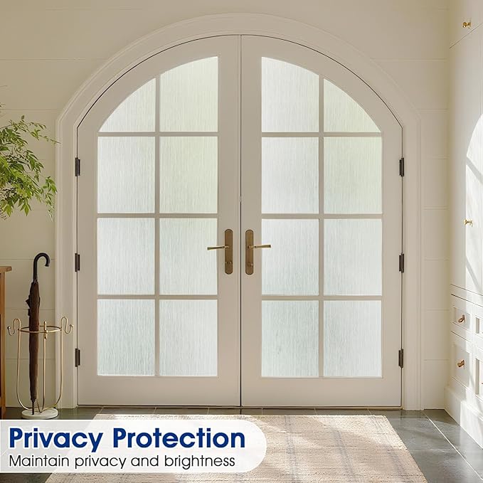 Privacy Window Film Static Cling, Frosted Glass Decorative Window Film with 96% UV Blocking, Non-Adhesive Removable Window Cling for Home Office Bathroom, 35.4 x 157.4 Inches, Pure