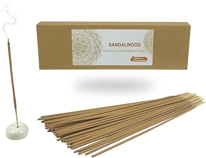 Sandalwood Incense Sticks Aromatic Sticks (100 Gm Pack + Free Holder) Organic, Low Smoke, Yoga, Meditation Relaxation, Aromatherapy (100 Gm, Sandalwood)