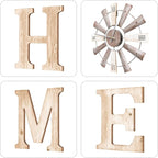 Farmhouse Home Signs with Windmill Clock Wall Decor Rustic Home Letters Wall Art for Living Room Kitchen Entryway Dining Room Bedroom (water-white)