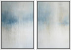 SIGNFORD Framed Canvas Print Wall Art Set Blue and Beige Abstract Modern Neutral Vertical Illustration Modern Art Decorative Nordic Nature for Living Room, Bedroom, Office - 16"x24"x2 White