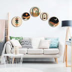 Qunclay 5 Pcs Wall Art Decor Wooden Living Room Wall Decor Bohemian Hanging Farmhouse Geometric 10'' and 8'' Aesthetic Wood Minimalist Posters for Bedroom(Sunset)