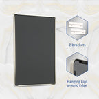 WEER 48X36 Inch Brushed Nickel Bathroom Mirror, Brushed Silver Metal Frame Mirror, Rounded Rectangle Silver Bathroom Vanity Mirror, Tempered Glass, Anti-Rust, Hangs Horizontally or Vertically