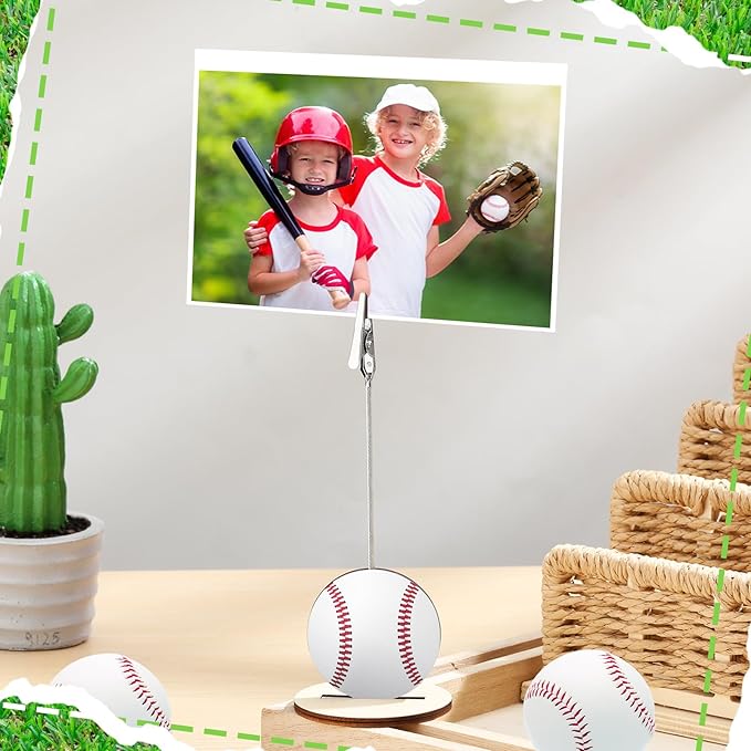 20 Pcs Base Memo Clip Holder Table Number Card Place Holders Stand Note Paper Clip Centerpieces for Table Party Favors Photo Stand Events Decoration(Baseball)