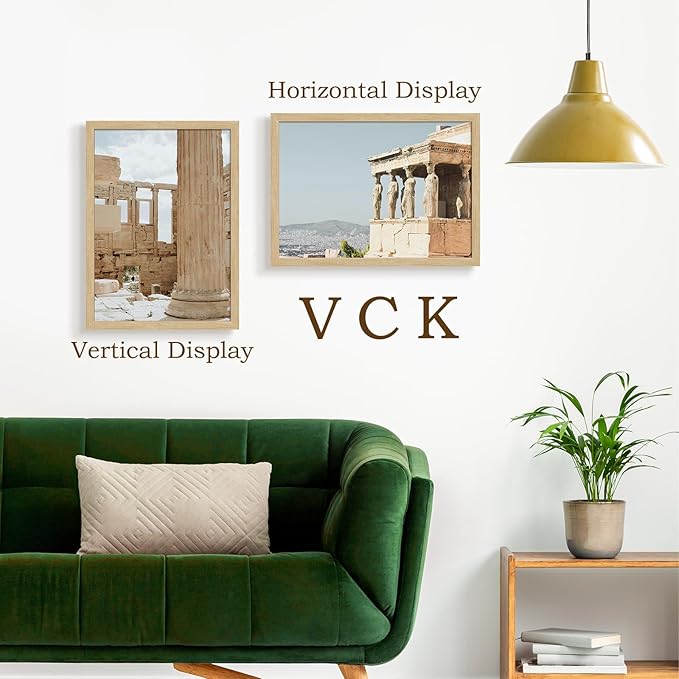 VCK 20x28 Picture Frame Set of 3 - Oak, Natural Solid Wood Poster Frames, Wall Mounting Hanging