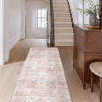 AMOAMI-2X10 Runner Rug-Washable Runners for Hallways-Soft Non Slip Bedside Rugs for Bedroom-Vintage Long Rug for Hallways Entryway Laundry Room Stair Kitchen Bathroom Pink