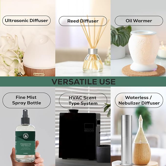 Aroma Country Fraser Fir Diffuser Oil - Luxury Essential Oils for Diffuser Refill & Air Freshener Room Spray - Long-Lasting & Natural Home Fragrance, Pine Needle Scented Oil for Diffusers (8.5 Fl. oz)