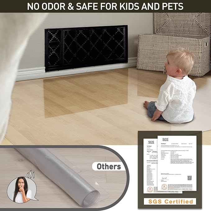 Area Floor Mat for Under High Chair, 4'×6' Transparent No Slip Waterproof Vinyl Area Rug for Home, Spill Resistant Hard Floor Protector Cover for Kitchen, Easy Clean Splat Mat