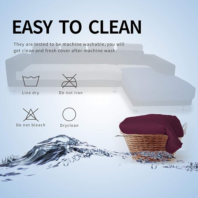 Easy-Going Sectional Couch Covers for Dogs L Shape Sofa Cover Reversible Sofa Slipcover Chaise Lounge Cover Furniture Protector Cover for Pets Dog Cat (42 x 52 inches, Wine/Wine)
