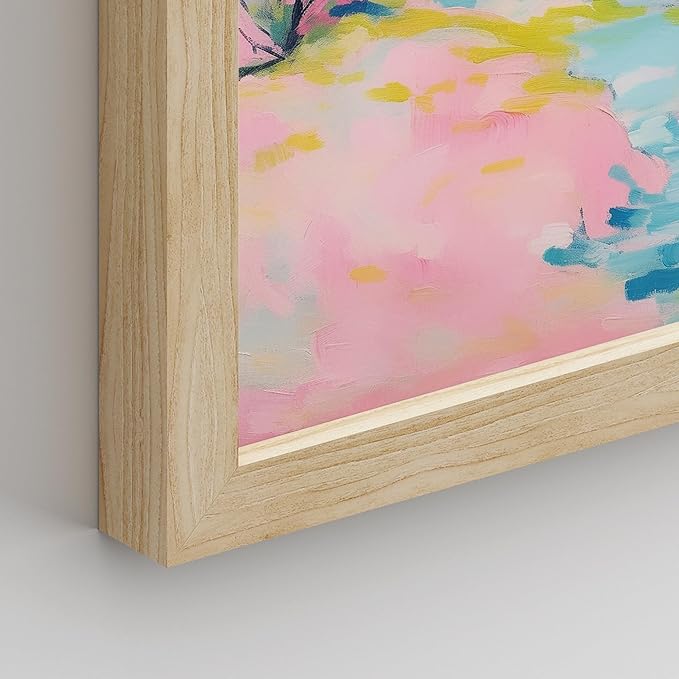 SIGNWIN Framed Vibrant Landscape and Pineapple Colorful Preppy Room Decor Pink Decor Digital Art Modern Art Decorative Multicolor Scenic for Bedroom - 12"x16"x4 Natural