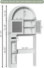 Over The Toilet Storage Cabinet, 31''W Arched Space-Saving Bathroom Organizer with Adjustable Shelf and Acrylic Doors, Freestanding Over Toilet Cabinet for Bathroom, Laundry, Restroom (White)