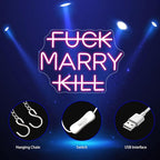 Neon Sign, Marry Neon Signs for Wall Decor Neon Pink LED Signs Room Neon Light Up Signs Home Decor for Bedroom Business Club Party Bars Shop Decoration USB Operated
