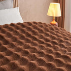 Lotus Karen Faux Fur Throw Blanket Dark Coffee - Big Bubble Rabbit Fluff Blanket for Couch Bed Sofa,Softest Fluffy Fuzzy Cozy Blanket,Thick Furry Plush Shaggy Warm Blankets for Women,50x60 Inches
