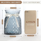 SOJOCK 2PACK Glass Flower Vases(Flowers NOT Included),6.3" High Diamond Pattern Vases,Vintage Vases for Centrepieces,Wedding Decorations,Home Table Flower Decorations