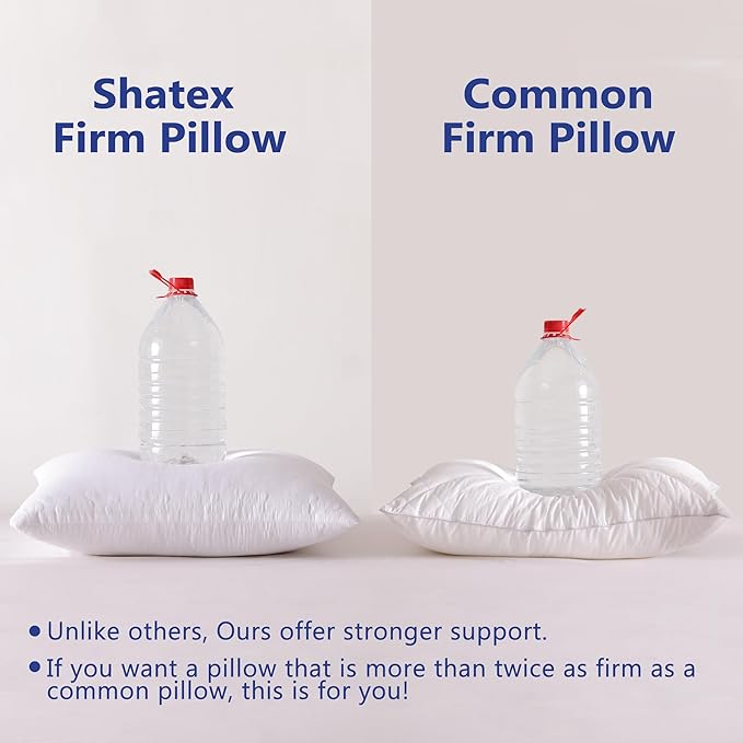 Shatex Extra Firm Pillow Standard Size 26 x 20 inch, Bed Pillow with Adjustable Insert Provides Stronger Support - for Back, Stomach & Side Sleepers,Super Firm