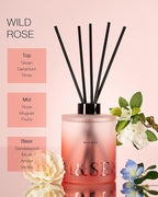 M&SENSE Wild Rose Reed Diffuser Set - 16.9 fl oz Large Room Scented Diffuser with Sticks, Long-Lasting Home Fragrance Gift for Bedroom, Bathroom & Office Decor