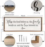Bless the Food Before Us Sign Wall Decor 40"X15" Large Farmhouse Dining Room Wall Decor Framed Wood Rustic Home Wall Art Kitchen Hanging Decoration (Wood White)