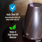 HealthSmart Essential Oil Diffuser, Cool Mist Humidifier and Aromatherapy Diffuser with 150ML Tank Ideal for Small Rooms, Adjustable Timer and Mist Mode, Wood Grain Brown (Pack of 2)