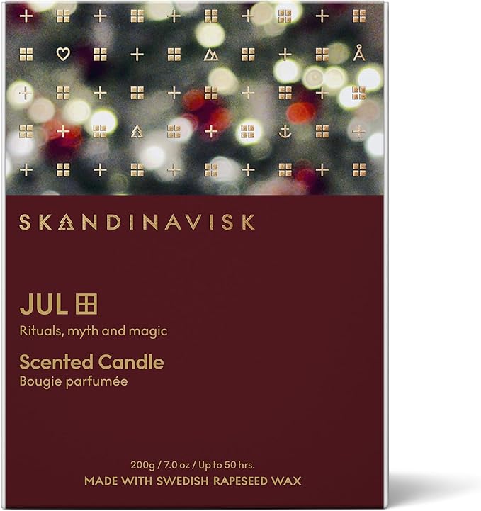 Skandinavisk JUL 'Christmas' Scented Candle, Special Edition, Scent Notes: Baked Gingerbread, Winter Cloves and Spiced Oranges, Vegan Formula, 7.0 oz.