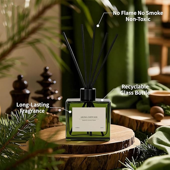 Reed Diffuser, 4 oz Jasmine Lily Scent Diffuser with 7 Sticks, 90 Days Long Lasting Reed diffusers for Home, Elegant Fragrance for Bathroom Bedroom Office Decor, Air Fresh