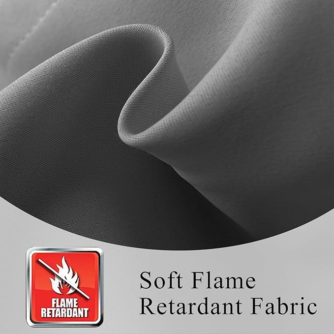 Fcosie Extra Wide Flame Resistant Insulation Window Drapes, 80% Light Blocking Room Darkening Curtains, Antique Bronze Grommet Privacy Drapery, Fire Safety Draperies - 2 PCS - Grey - 200" Wx84 L