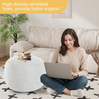 MeMoreCool Round Stuffed Pouf Ottoman Foot Rest, Floor Pouf Foot Stool with Soft Foam Chunk Filling, Small Round Ottoman Footstool Circle Footrest for Living Room, Off-White
