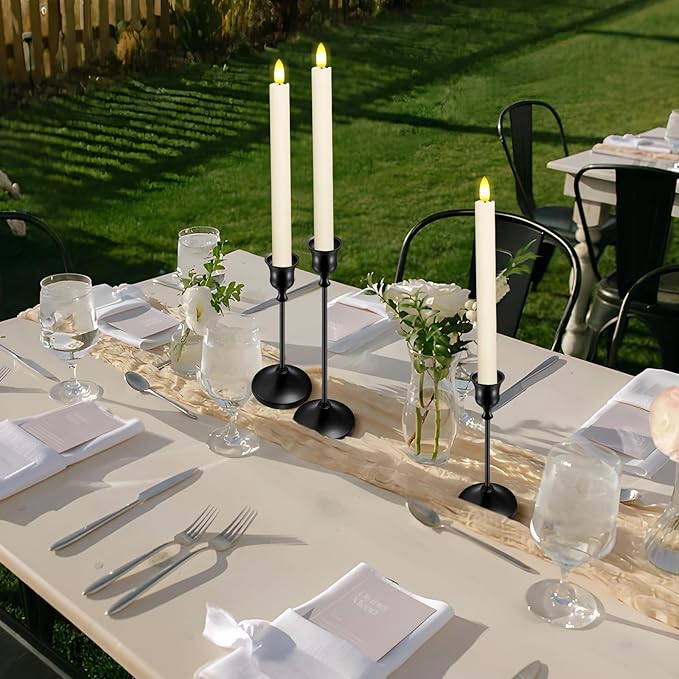 Candlestick Holders 6 PCS Metal Taper Candle Holders, KSWING Black Candle Stick Holders Set, Perfect for Table Centerpiece Mantel Party Wedding Christmas Home Decor, Set of 6