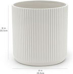Amazon Basics Fluted Ceramic Round Planter, 8-inch, White