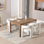 White Chenille Dining Chairs Set of 6, Modern Barrel Dining Room Chairs Upholstered Accent Chair with Arms and Round Back for Living Room Kitchen Armchair No Assembly Needed