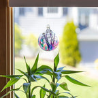 Luke Adams Glass | 3" Mini Glass Tree of Life | Handmade Ornament | Hanging Garden Gazing Ball | Indoor Outdoor Home Décor | (Pink Violet Teal)