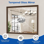 WEER Retro Copper Bathroom Mirror, 36x30 Inch Bronze Oil Rubbed Framed Mirror, Rectangle Classic Vintage Framed Wall Mirror, Farmhouse Vanity Mirror, Tempered Glass, Vertically or Horizontally