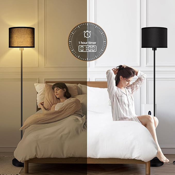 Floor Lamps for Living Room, Stepless Dimmable Floor Lamp with Remote, 2700K-6500K Colors Temperature & Brightness Adjustable,10W/1200LM Black LED Floor Lamp,Modern Standing Lamp for Bedroom/Office