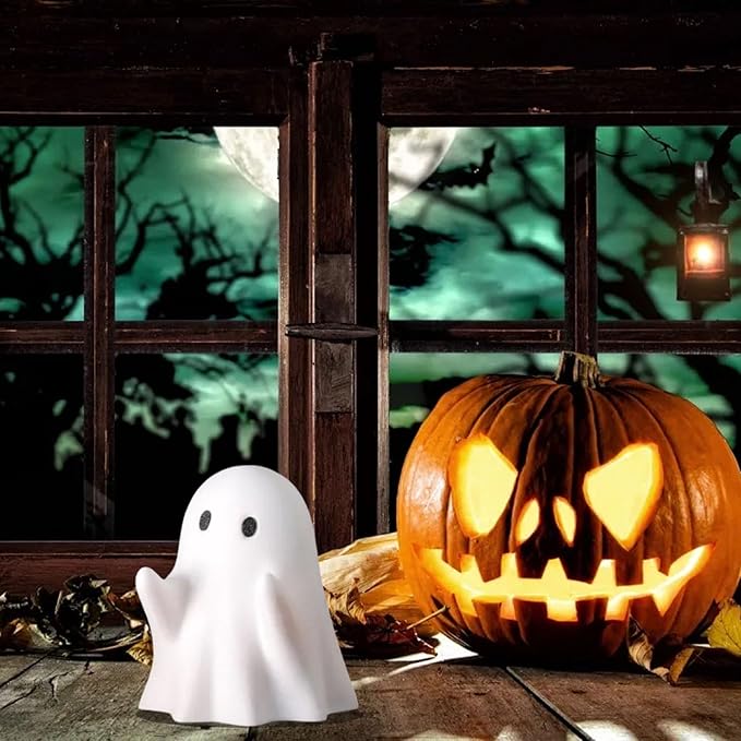 Halloween Ghost Figurine, Funny Resin Pen Holder Ghost Statue, Cute Decor for Halloween Decorations Desk Indoor and Porch Spooky Home Decor