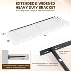 Dreamland 48" Floating Shelves for Wall, 12" Deep Slim White Floating Shelves, Wall-Mounted Shelves for Bedroom, Living Room, Kitchen, Bathroom - Set of 2