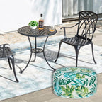 FUNHOME Inflatable Outdoor Ottoman with Air Pump,20"x9" Portable Patio Pouf,Water Resistant,Fade-Resistant,Round Blow Up Footrest Stools for Home Garden Camping Travel(Palm Leaf)