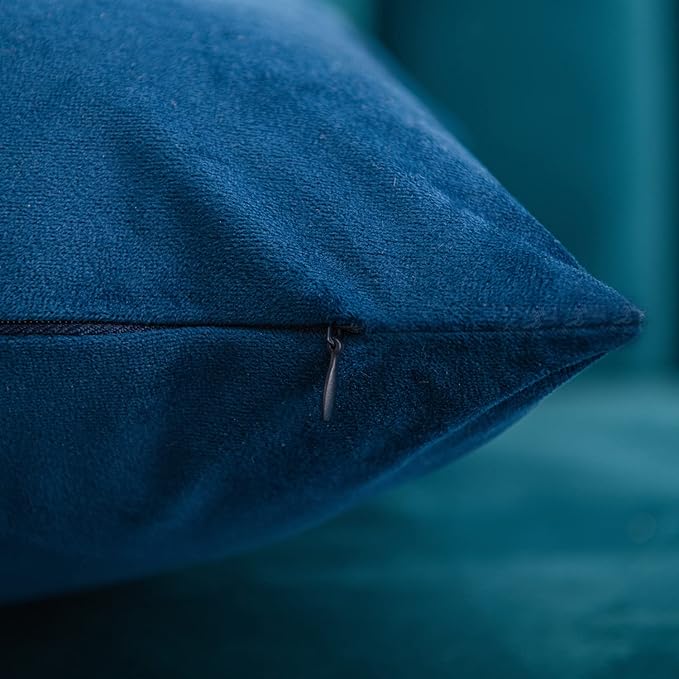 26x26 Euro Pillow Covers : 2 Pack Cozy Soft Velvet Oversized Couch Pillow Shams, Square Throw Pillow Cases for Living Room Sofa, Dark-Blue