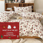 Christmas Comforter Set Queen Size, Christmas Bed Set with Reindeer Stars Red Bedding Set for Holiday, 3 Pieces 1 Super Soft Comforter and 2 Pillowcase
