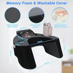 Reading Pillow for Lap, Memory Foam Gaming Pillow, Arm Rest Pillow with 2 Side Pockets&Cup Holders, Large Arm Rest Pillow for Gaming, Reading, Working Sitting in Bed Floor Sofa