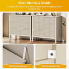 Large Beige Fluted 3 Drawer Dresser Set of 2, Chest of Drawers with Ball Bearing Slide Modern 30 inch Tall Wood Nightstand with Spacious Storage for Bedroom Hallway Living Room Entryway