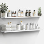 LaVie Home Floating Shelves, 47 Inch Wall Shelf Set of 2, Hanging Shelf with Invisible Brackets, Wall Decor for Bathroom, Bedroom, Living Room, Kitchen Storage, Modern White