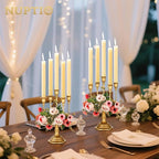 NUPTIO Gold Candelabras Candle Holder Set of 2 Metal Candelabra Centerpieces 5 Branches Candle Stick Stands Candleholder Fireplace Wedding Reception Antique Decorative Dinning Table Christmas