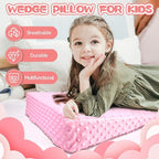 Kids Wedge Pillow with Pillowcase, Memory Foam for Back,Legs & Knees, Relaxation and Comfort, Soft and Breathable, Dot Texture Pillow for Reading Watching TV Gaming Sleeping, Fit for Sofa Floor Room