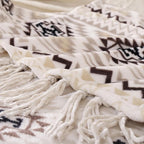 CASAAGUSTO Boho Throw Blanket - Beige and Gray Decorative Blankets with Tassel, Printed Flannel Bohemian Blanket for Chair, Bed, Sofa, Couch(60 * 80, Beige and Gray)