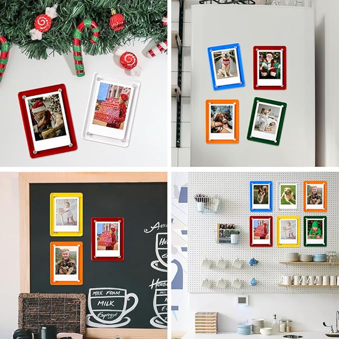 4x6 Picture Frames, Acrylic Fridge Magnetic Photo Frames Transparency Double Sided Picture Display for Refrigerator/Locker/Wall, Colorful 6 Pack