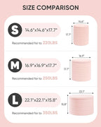 B FSOBEIIALEO Ottoman with Stroage, Round Sherpa Storage Ottoman Stool, Boucle Foot Rest 14.6"x14.6"x17.7"（Pink