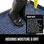 GORILLA GRIP 100% Waterproof All-Season WeatherMax Doormat, 47x35, US Designed Natural Rubber, Stain and Fade Resistant, Low Profile Indoor Outdoor Door Mats, Easy Clean Patio Mat, Navy Greek Keys