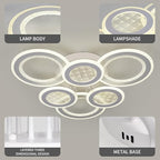 Modern LED Ceiling Light,Dimmable 3000K-6500K 3 Colors Flush Mount Ceiling Lights Fixtures 6 Rings 139W Remote LED Ceiling Lighting for Living Room,Dining Room,Kitchen,Bedroom,Office