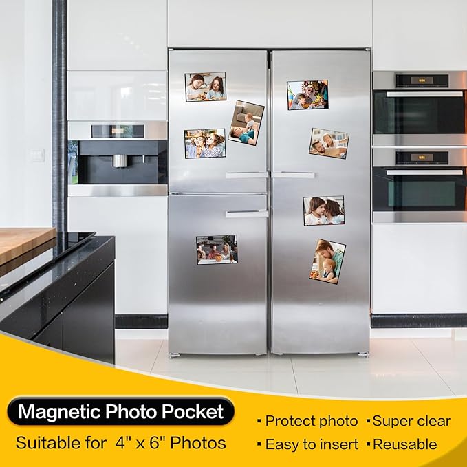 YixangDD 10 Pack Magnetic Picture Frame, 4 x 6 Inches Fridge Magnetic Photo Frames, Magnetic Photo Frames for Refrigerator, Home, School, Office (White)