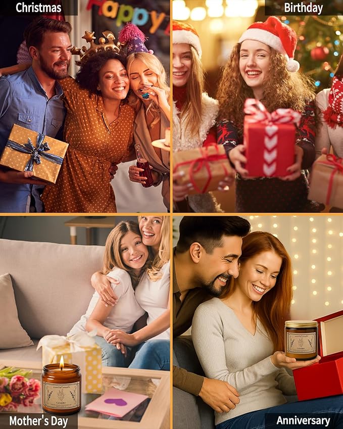 Candles for Home Scented, 16oz Large Soy Wax Lavender Scented Candle, 100 Hour Burn Time, Aromatherapy Candle, Ideal for Christmas, Anniversary, Birthday Gift